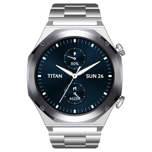 Titan Maestro Premium Metal Smartwatch with All SS construction, SingleSync BT Calling, Functional Crown