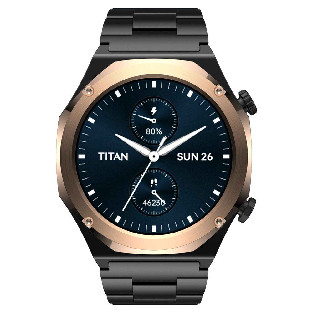 Titan Maestro Premium Metal Smartwatch with All SS construction, SingleSync BT Calling, Functional Crown