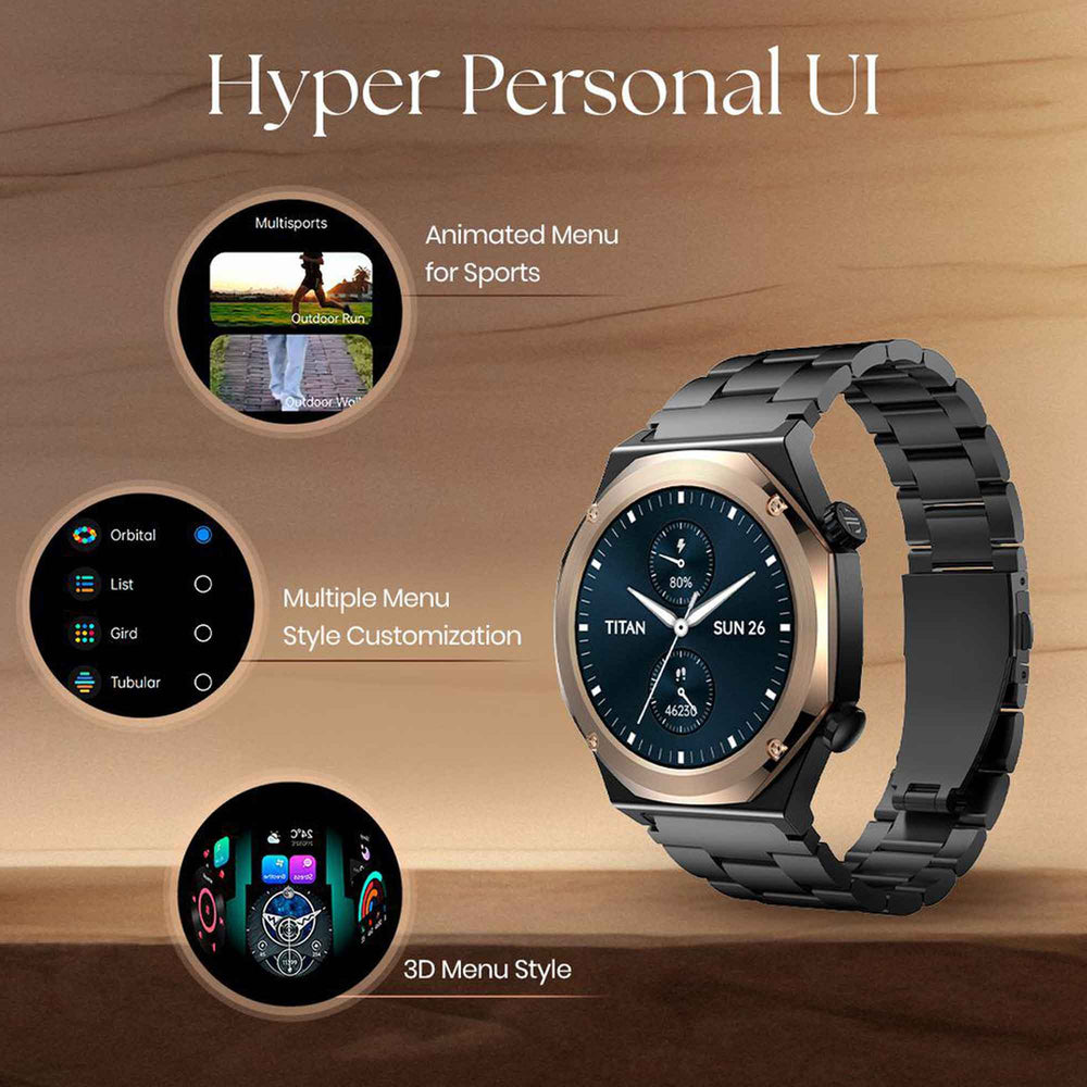 Titan Maestro Premium Metal Smartwatch with All SS construction, SingleSync BT Calling, Functional Crown