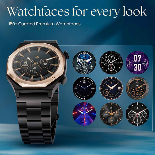 Titan Maestro Premium Metal Smartwatch with All SS construction, SingleSync BT Calling, Functional Crown