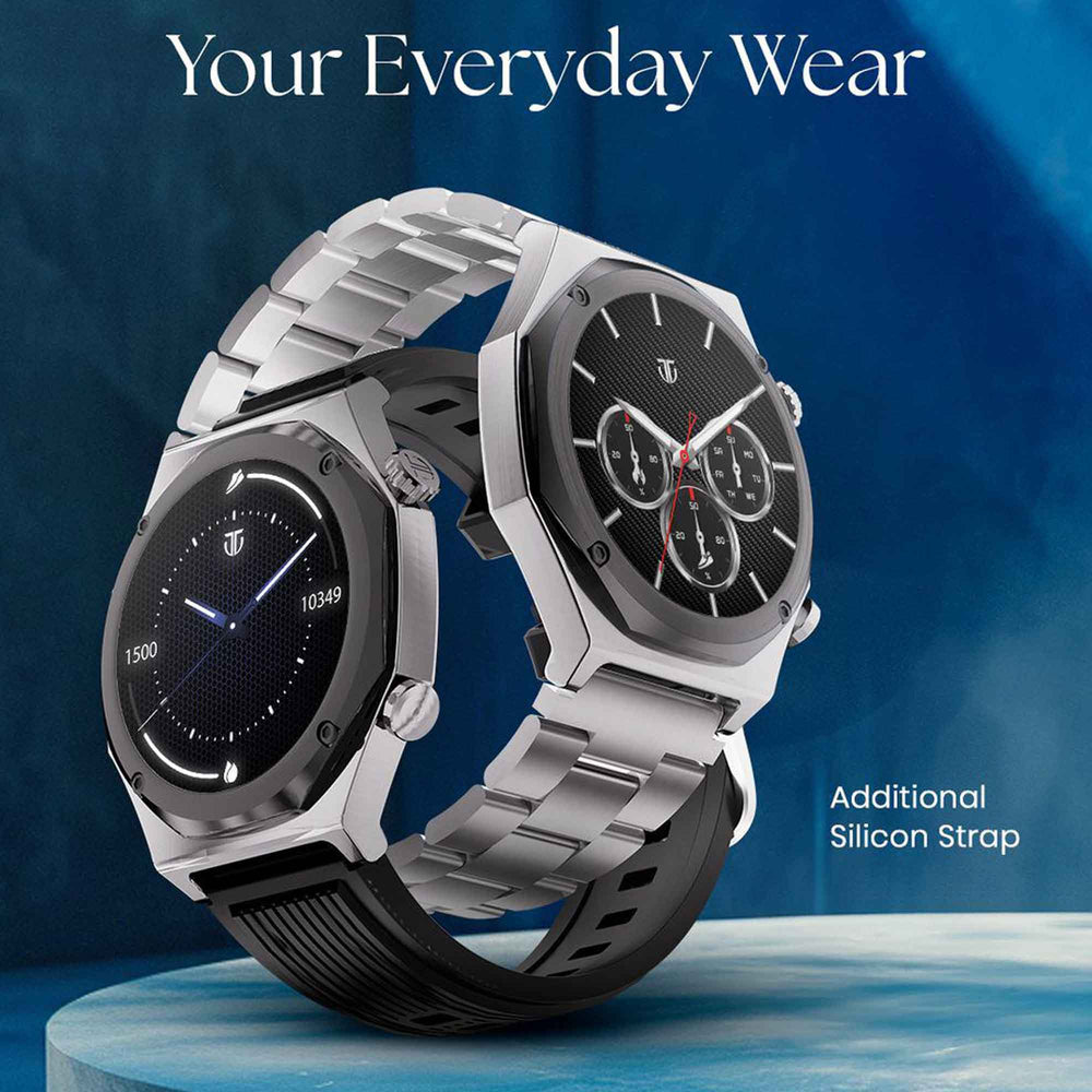 Titan Maestro Premium Metal Smartwatch with All SS construction, SingleSync BT Calling, Functional Crown