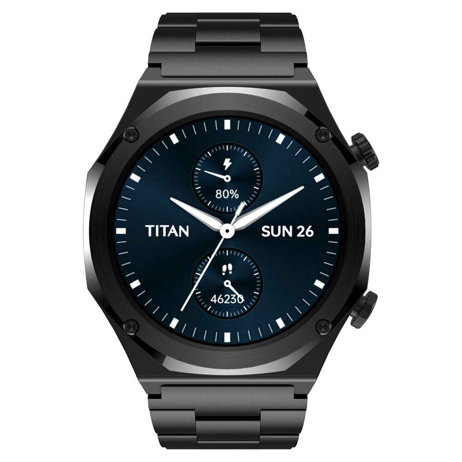 Titan Maestro Premium Metal Smartwatch with All SS construction, SingleSync BT Calling, Functional Crown