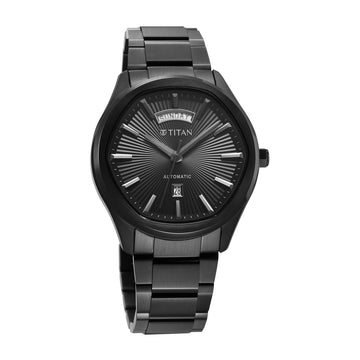 Titan Astral Concealed Automatic Analog with Black Dial Black Stainless Steel Strap Watch for Men