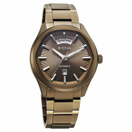 Titan Astral Concealed Automatic Analog with Khaki Dial Khaki Stainless Steel Strap Watch for Men