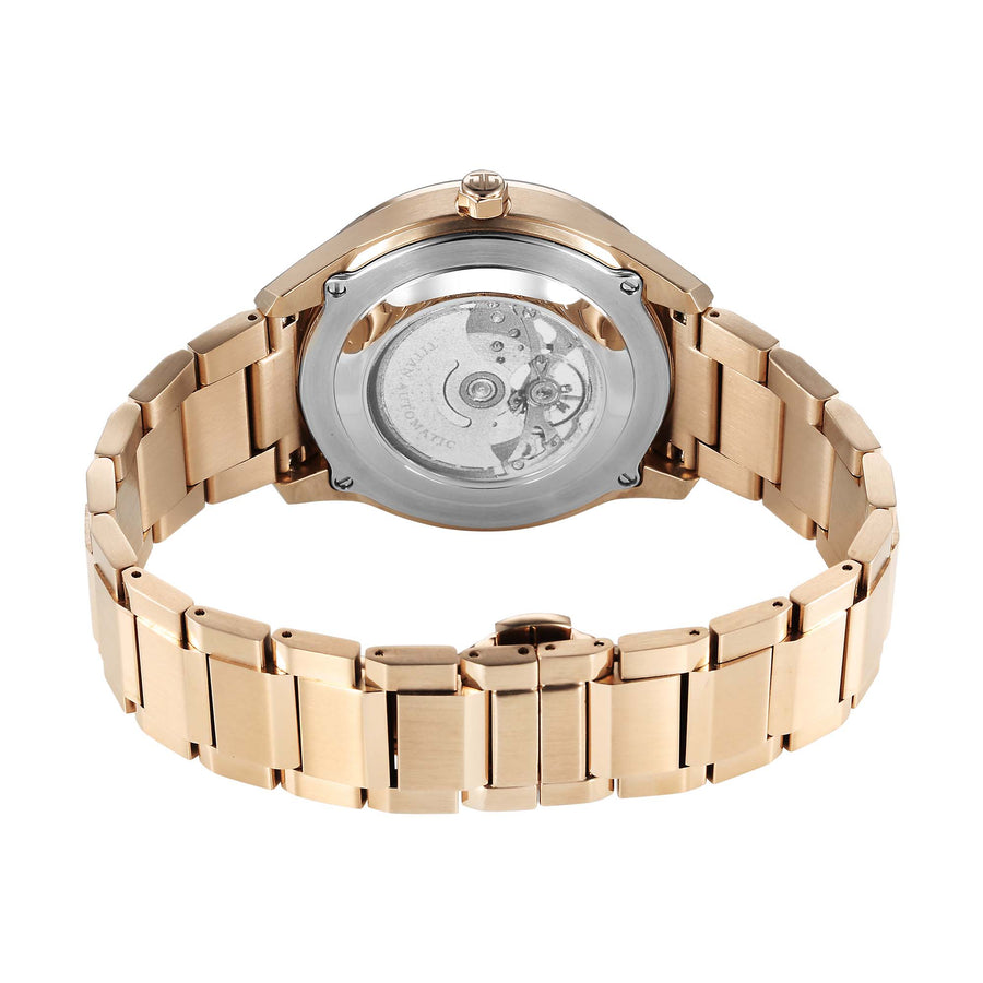 Titan Astral Concealed Automatic Analog with Silver White Dial Carnation Gold Stainless Steel Strap Watch for Men