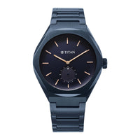 Titan Contour Analog with Small Second and Blue Dial Blue Stainless Steel Strap Watch for Men