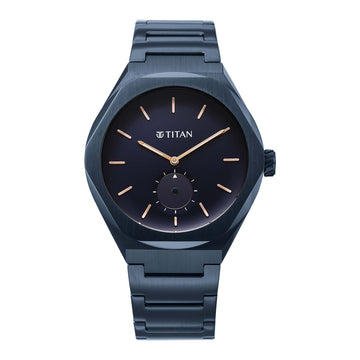 Titan Contour Analog with Small Second and Blue Dial Blue Stainless Steel Strap Watch for Men