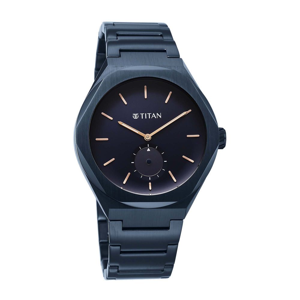 Titan Contour Analog with Small Second and Blue Dial Blue Stainless Steel Strap Watch for Men