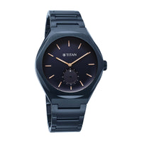 Titan Contour Analog with Small Second and Blue Dial Blue Stainless Steel Strap Watch for Men