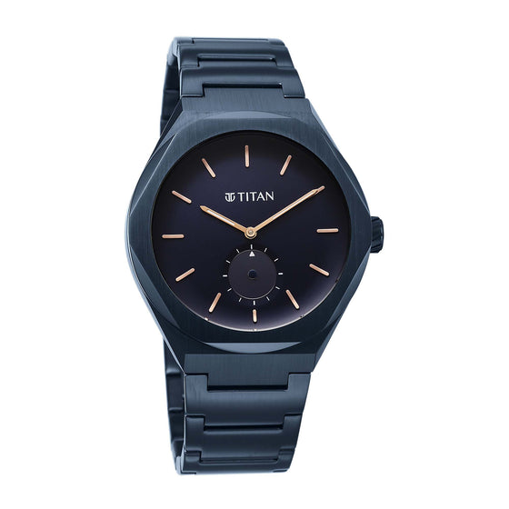 Titan Contour Analog with Small Second and Blue Dial Blue Stainless Steel Strap Watch for Men