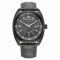 Titan Tonneau Analog with Date and Grey Dial Grey Leather Strap Watch for Men