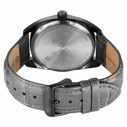 Titan Tonneau Analog with Date and Grey Dial Grey Leather Strap Watch for Men