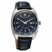 Titan Tonneau Analog with Date and Blue Dial Blue Leather Strap Watch for Men