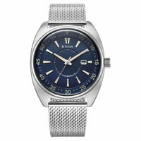 Titan Tonneau Analog with Date and Blue Dial Mesh Stainless Steel Strap Watch for Men