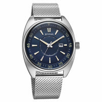 Titan Tonneau Analog with Date and Blue Dial Mesh Stainless Steel Strap Watch for Men