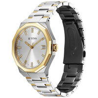 Titan Regalia Dodecagon Quartz Analog with Date Silver Dial Two Toned Stainless Steel Strap Watch For Men