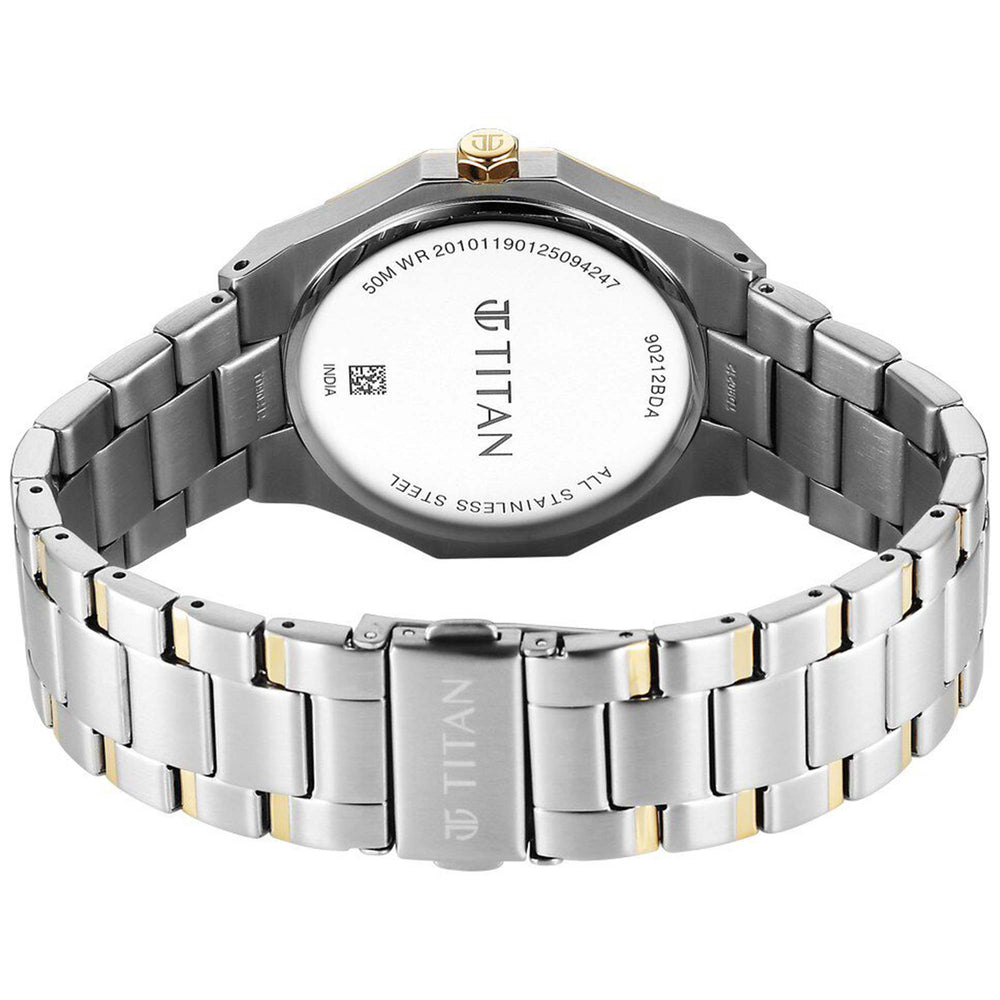 Titan Regalia Dodecagon Quartz Analog with Date Silver Dial Two Toned Stainless Steel Strap Watch For Men