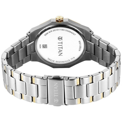 Titan Regalia Dodecagon Quartz Analog with Date Silver Dial Two Toned Stainless Steel Strap Watch For Men
