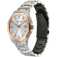 Titan Regalia Dodecagon Quartz Analog with Date Silver Dial Two Toned Stainless Steel Strap Watch For Men