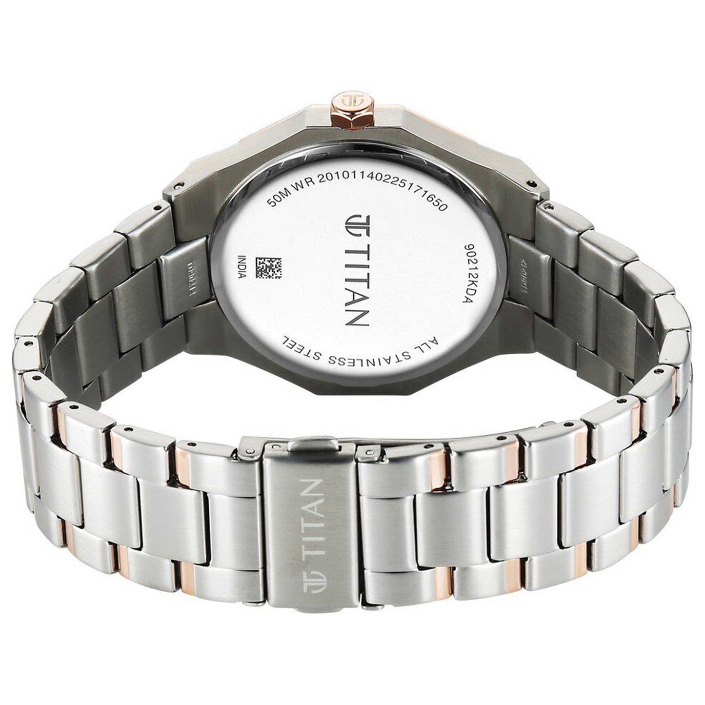 Titan Regalia Dodecagon Quartz Analog with Date Silver Dial Two Toned Stainless Steel Strap Watch For Men