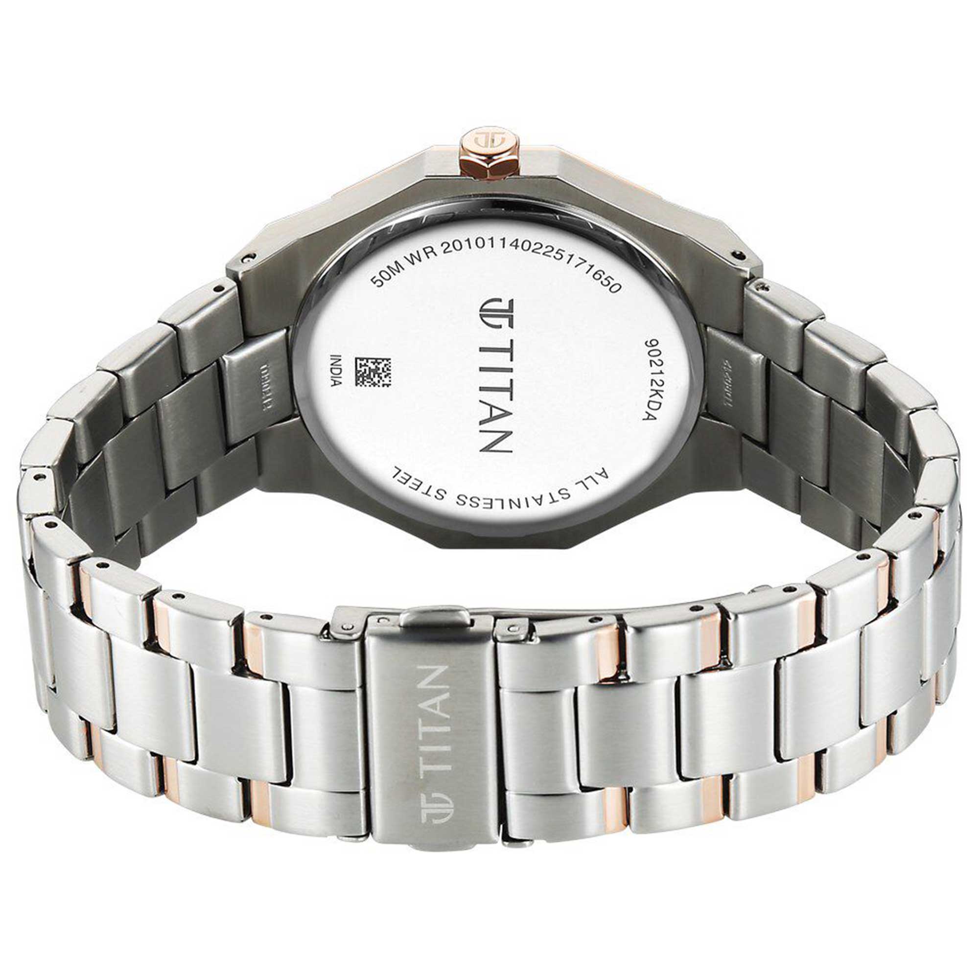 Titan Regalia Dodecagon Quartz Analog with Date Silver Dial Two Toned Stainless Steel Strap Watch For Men