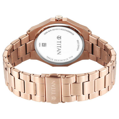Titan Regalia Dodecagon Quartz Analog with Date Brown Dial Rose Gold Stainless Steel Strap Watch For Men
