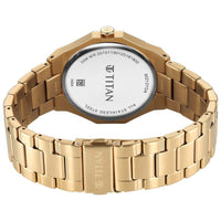 Titan Regalia Dodecagon Quartz Analog with Date Black Dial Golden Stainless Steel Strap Watch For Men