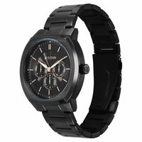 Titan Regalia Arc Analog with Day Date Second Subdial and Black Dial Black Stainless Steel Strap Watch for Men