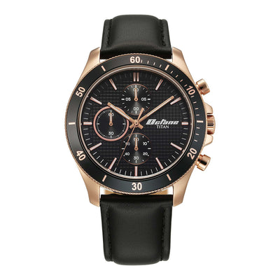 Titan Octane Black Dial Leather Strap Chronograph Watch for Men
