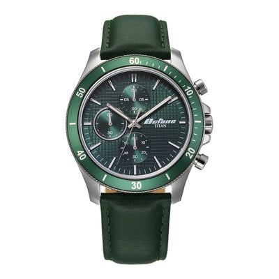 Titan Octane Green Dial Leather Strap Chronograph Watch for Men