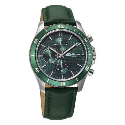 Titan Octane Green Dial Leather Strap Chronograph Watch for Men