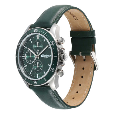 Titan Octane Green Dial Leather Strap Chronograph Watch for Men