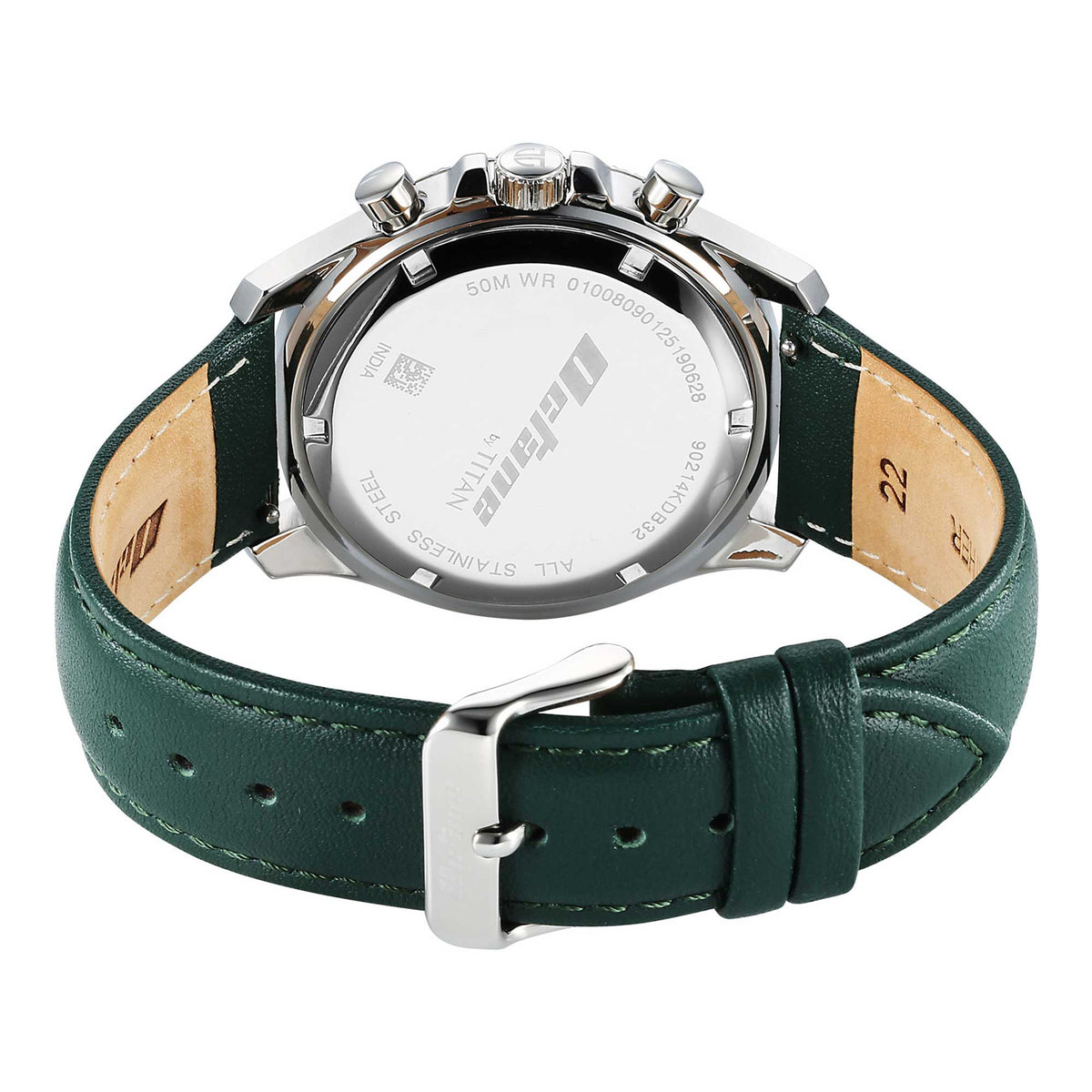 Titan Octane Green Dial Leather Strap Chronograph Watch for Men