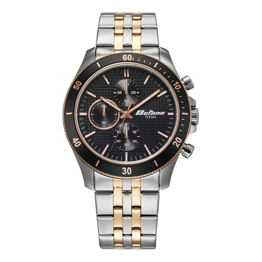 Titan Octane Black Dial Two Toned Stainless Steel Strap Chronograph Watch for Men