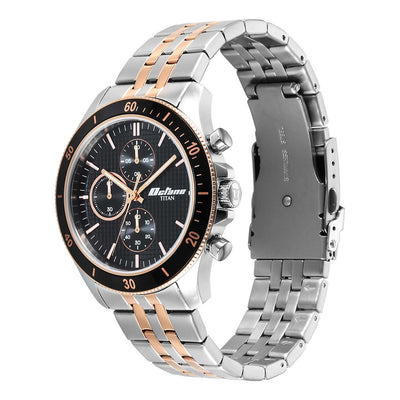 Titan Octane Black Dial Two Toned Stainless Steel Strap Chronograph Watch for Men