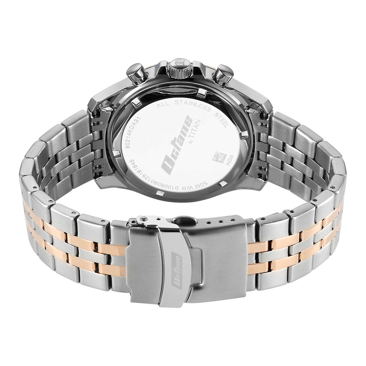 Titan Octane Black Dial Two Toned Stainless Steel Strap Chronograph Watch for Men