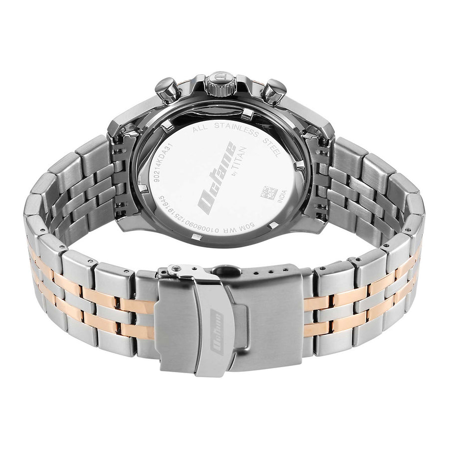 Titan Octane Black Dial Two Toned Stainless Steel Strap Chronograph Watch for Men