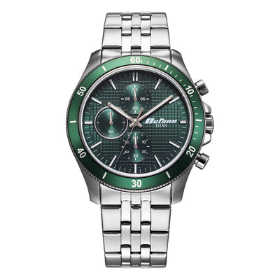 Titan Octane Green Dial Silver Stainless Steel Strap Chronograph Watch for Men