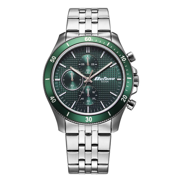 Titan Octane Green Dial Silver Stainless Steel Strap Chronograph Watch for Men