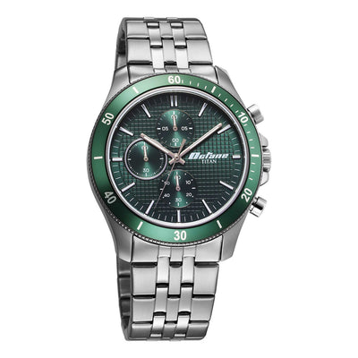 Titan Octane Green Dial Silver Stainless Steel Strap Chronograph Watch for Men