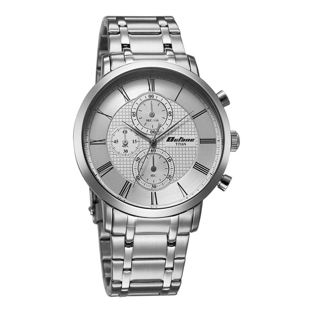 Titan Octane Silver Dial Silver Stainless Steel Strap Chronograph Watch for Men