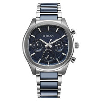 Titan Classique Blue Special Dial Two Toned Hybrid Strap Multifunctional Watch for Men
