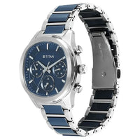 Titan Classique Blue Special Dial Two Toned Hybrid Strap Multifunctional Watch for Men