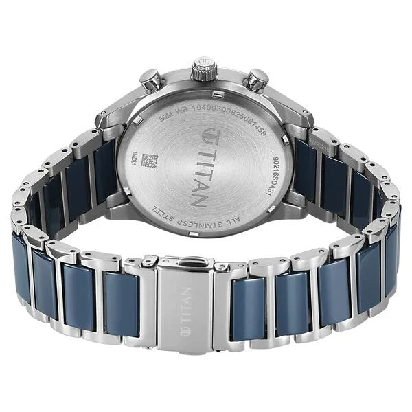 Titan Classique Blue Special Dial Two Toned Hybrid Strap Multifunctional Watch for Men