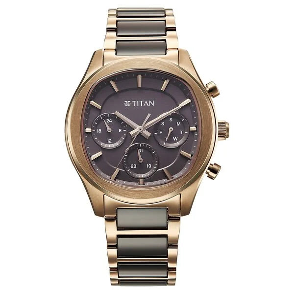 Titan Classique Anthracite Special Dial Two Toned Hybrid Strap Multifunctional Watch for Men