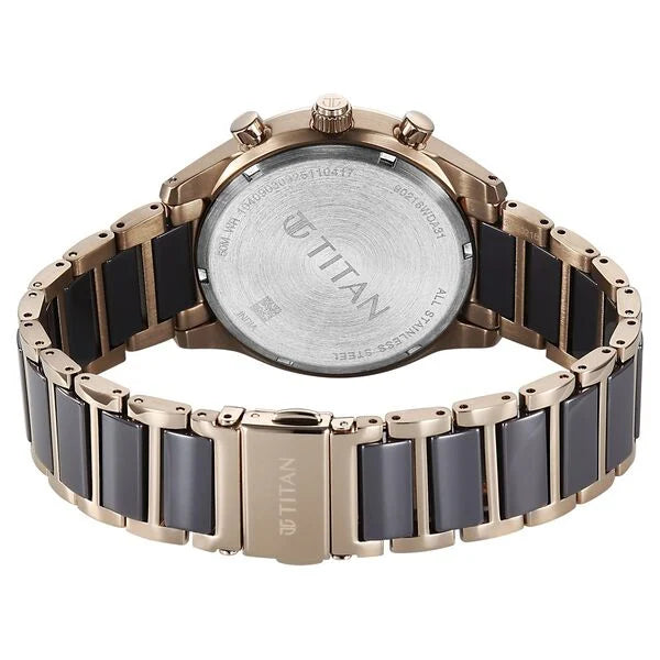 Titan Classique Anthracite Special Dial Two Toned Hybrid Strap Multifunctional Watch for Men