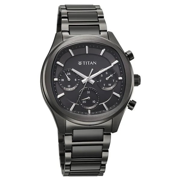 Titan Classique Black Special Dial Hybrid Strap Multifunctional Watch for Men