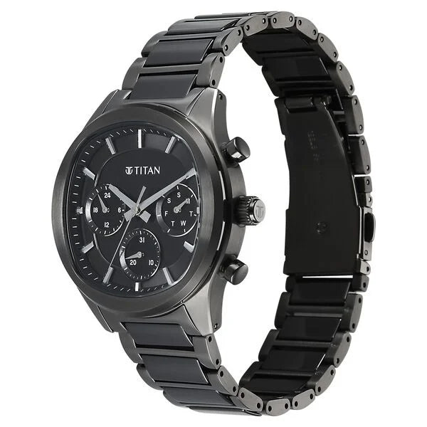 Titan Classique Black Special Dial Hybrid Strap Multifunctional Watch for Men
