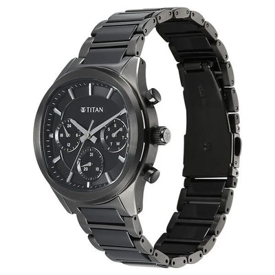 Titan Classique Black Special Dial Hybrid Strap Multifunctional Watch for Men