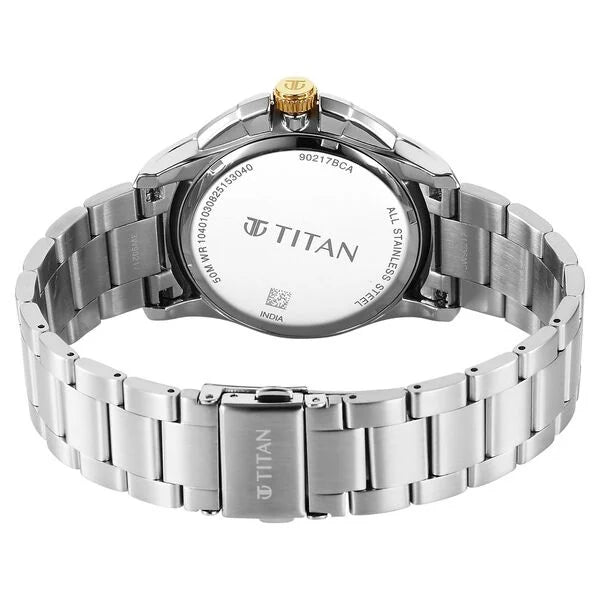 Titan Green Dial Silver Stainless Steel Strap Multifunction Watch for Men